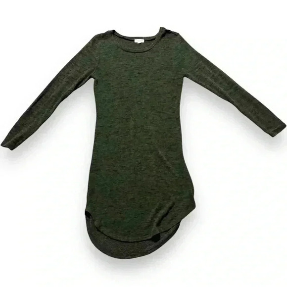 Ultra Flirt Size Large Green Lightweight Long Sleeve Simple Midi Sweater Dress - Picture 10 of 15